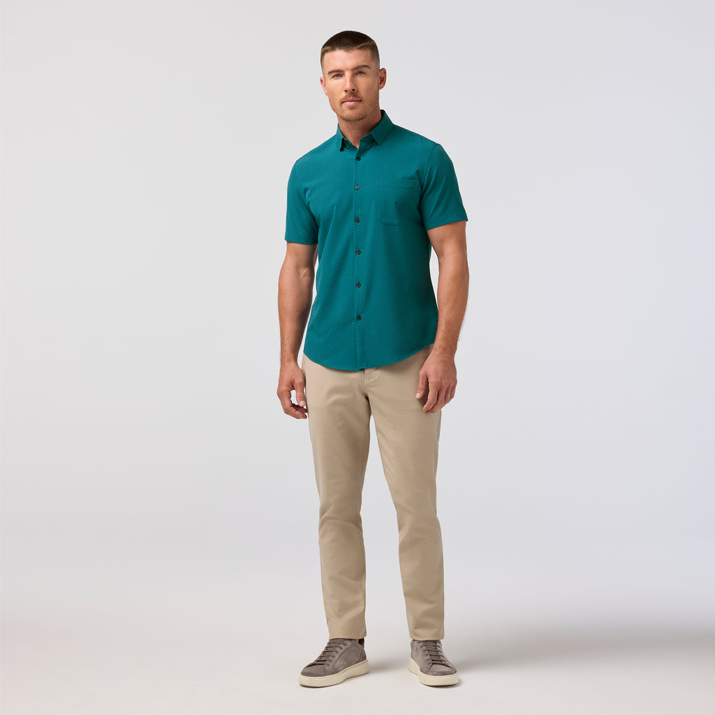 Leeward SS Dress Shirt - Dark Teal Clover  The Waiting Room
